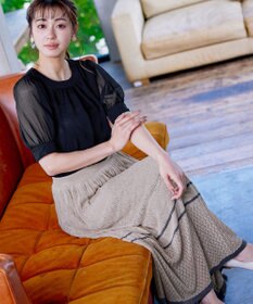 Tiaclasse クロシェ編み配色ニットスカート