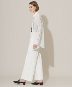 ICB 【洗える】 ストライプラッセルレース シャツ