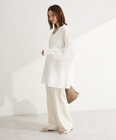 Green Parks 綿麻混Ｖネックオーバーサイズシャツ