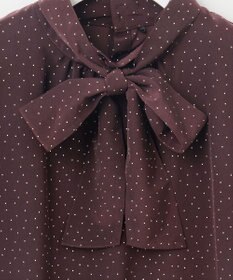 J.PRESS LADIES 【洗える】フェミニッシュパウダー dots ボウタイ ブラウス