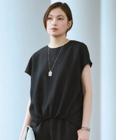 ICB FluidBackSatin フレンチスリーブブラウス ブラック