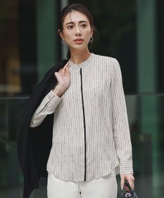 ICB 【新色追加・WEB限定カラーあり】BackSatinAmunzen バンドカラーブラウス