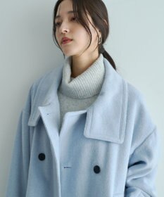 YECCA VECCA ウール混ミドル丈スタンドカラーコート