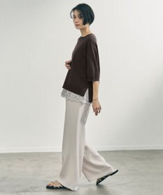 UNFILO 【ウエストゴム/セレモニー】ドライダブルクロス イージー ワイドパンツ