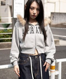 WEGO ファーフードショートZIPパーカー