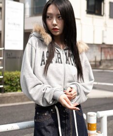 WEGO ファーフードショートZIPパーカー