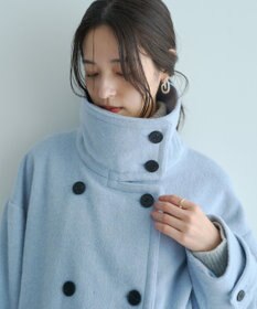 YECCA VECCA ウール混ミドル丈スタンドカラーコート