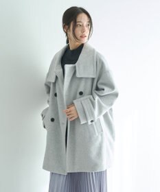 YECCA VECCA ウール混ミドル丈スタンドカラーコート