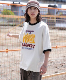 WEGO モチーフ刺繍リンガーT