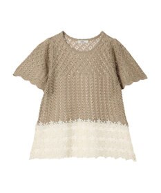 earth music&ecology 裾レース透かしニットプルオーバー