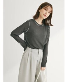 Green Parks 配色ステッチシアーリブプルオーバー