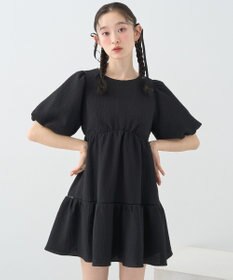 earth music&ecology バックリボンパフスリーブミニワンピース