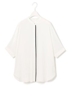 ICB L 【新色追加・接触冷感・UVケア・速乾・洗える】BackSatinAmunzen 5分袖バンドカラーブラウス