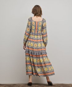 GRACE CONTINENTAL フラワープリントレースアップワンピース