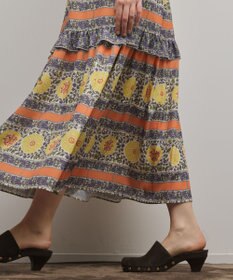 GRACE CONTINENTAL フラワープリントレースアップワンピース