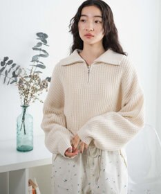 WEGO ハーフジップショートニットプルオーバー