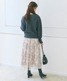 Feroux ニット×ティアードレース スカート