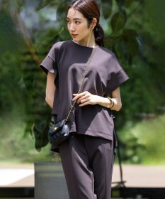 組曲 S 【吸湿・冷感・UVケア】ジョーゼットジャージーバックフリル Tブラウス