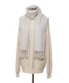 MOONBAT FURLA(フルラ）カシミヤ100％ 無地 マフラー ロゴ刺繍 手洗いOK