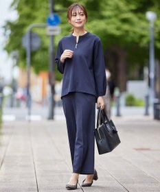 J.PRESS LADIES 【洗える・イージーケア】CUT GEORGETTE セミワイド パンツ