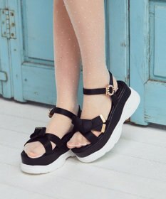 Maison de FLEUR リボンビジュースニーカーサンダル