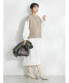 CRAFT STANDARD BOUTIQUE 【洗える】ニットベスト+シャツワンピースSET-B