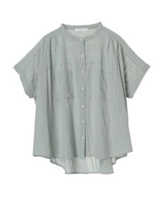 Green Parks インド綿  バンドカラーデザイン５分袖シャツ