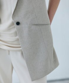 BEIGE， 【洗える】CAROLE / リネンライクノースリーブジレジャケット