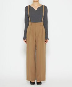 uncrave 【防しわ・UVカット・洗濯機洗い可】バルキーツイル ワイドパンツ(サスペンダー付き)（uncrave STANDARD）