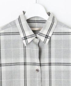 自由区 L 【セット可/洗える】オータムチェック ドロップショルダー ブラウス