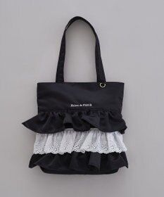 Maison de FLEUR サテンフロントフリルスクエアトートバッグ