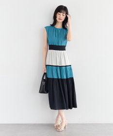 YECCA VECCA マルチカラーシャーリングワンピース