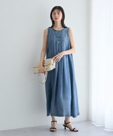 YECCA VECCA バイオ加工ヴィンテージデニムタックワンピース