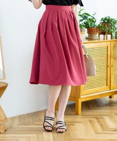 Tiaclasse 【洗える】体型カバーも叶う麻調フレアタックスカート