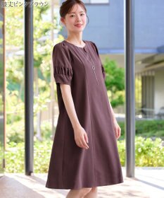 Tiaclasse L 【選べる着丈・新色追加】ギャザーランタンスリーブワンピース