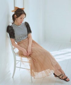 Feroux チュールスリーブ Tシャツ