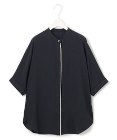 ICB L 【新色追加・接触冷感・UVケア・速乾・洗える】BackSatinAmunzen 5分袖バンドカラーブラウス