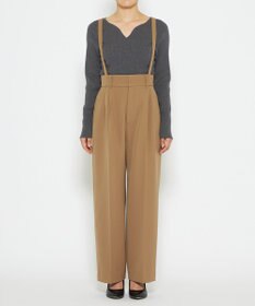 uncrave 【防しわ・UVカット・洗濯機洗い可】バルキーツイル ワイドパンツ(サスペンダー付き)（uncrave STANDARD）