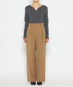 uncrave 【防しわ・UVカット・洗濯機洗い可】バルキーツイル ワイドパンツ(サスペンダー付き)（uncrave STANDARD）