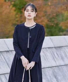 Tiaclasse 【ダブルストレッチ・洗える】ノーカラーAラインコート