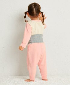 MIKI HOUSE HOT BISCUITS 【80-120cm】 ドット柄 ミニ裏毛パイル素材 腹巻き付き長袖パジャマ