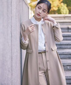 Tiaclasse L 【ダブルストレッチ】【洗える】ノーカラーAラインコート