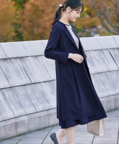 Tiaclasse L 【ダブルストレッチ】【洗える】ノーカラーAラインコート