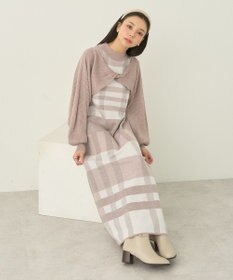 earth music&ecology Ｓｅｔ２点ショートニット＋チェックワンピース