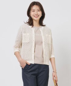 J.PRESS LADIES L LINEN COTTON BLEND ニット カーディガン