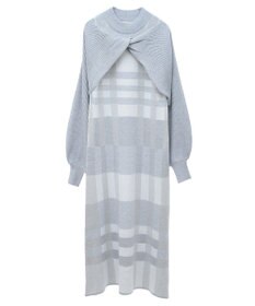 earth music&ecology Ｓｅｔ２点ショートニット＋チェックワンピース