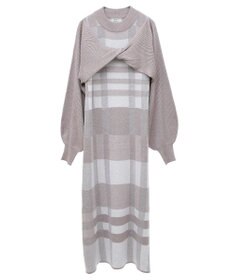 earth music&ecology Ｓｅｔ２点ショートニット＋チェックワンピース