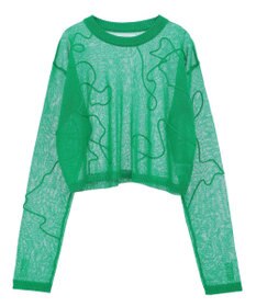 Green Parks ・ＡＮＤＳＥＡＲＣＨ　コード刺繍シアーニット