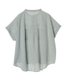 Green Parks インド綿  バンドカラーデザイン５分袖シャツ