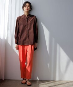 UNFILO 【GISELe 6月号掲載/洗える】リネンレーヨンバンドカラーシャツ